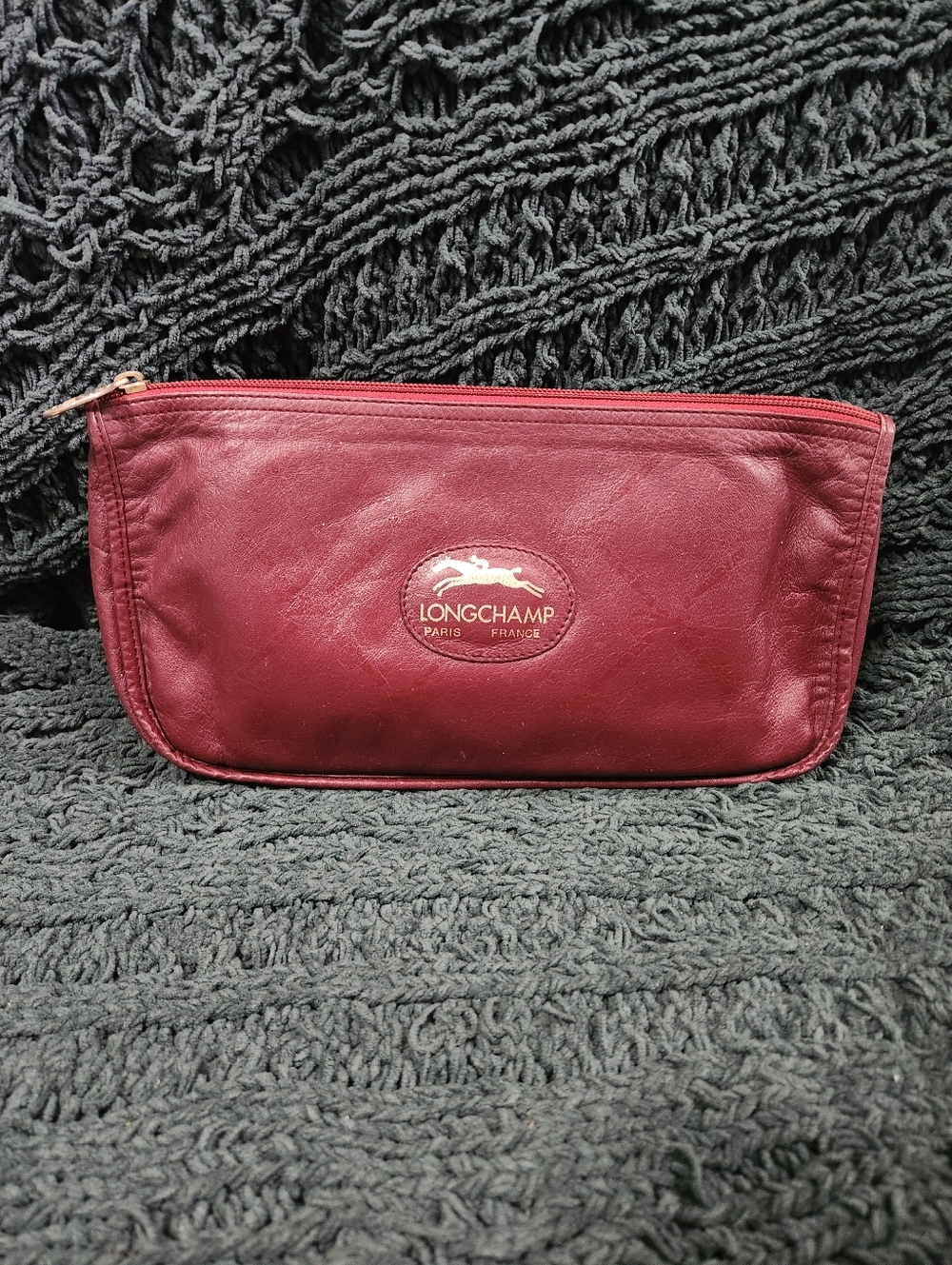 Longchamp Burgundy Zip Pouch